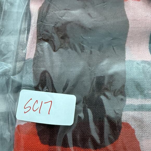 Kate Spade New York Wool Scarf Abstract Geometric Fringe Red Multicolor - Picture 5 of 5